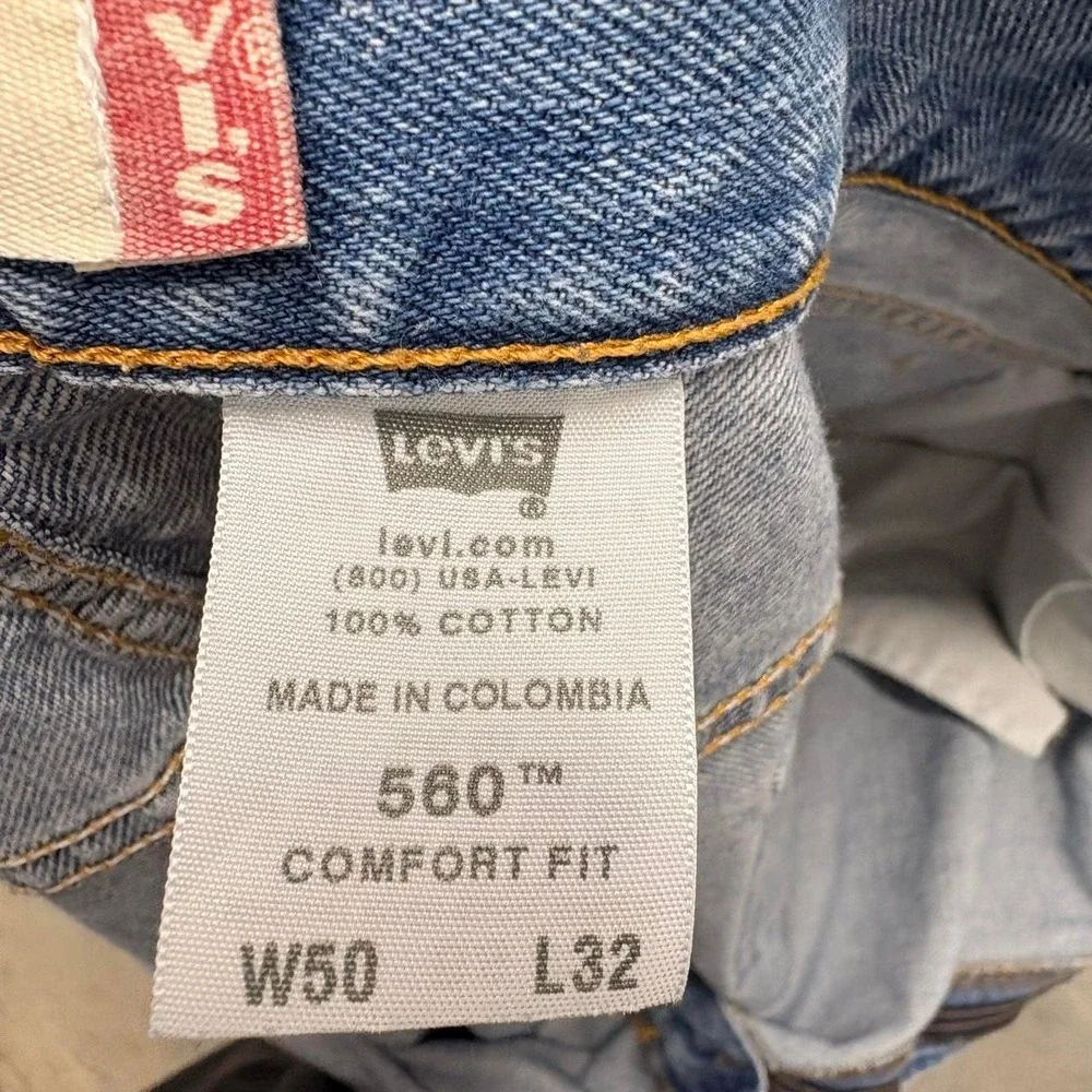 Levis 560 Comfort Fit Baggy Loose Jeans Mens W50 L32 Vintage 2000s Blue Denim